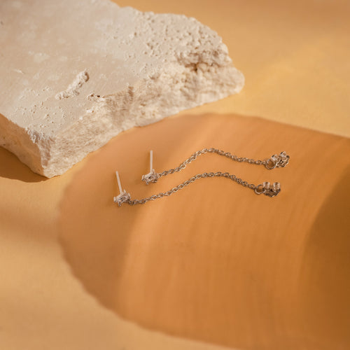 Baguette Diamond Chain Earrings