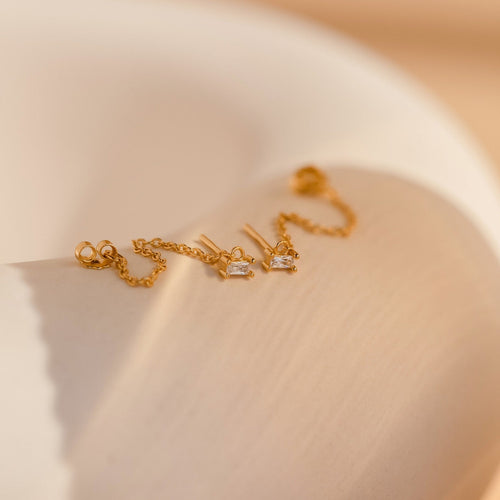 Baguette Diamond Chain Earrings