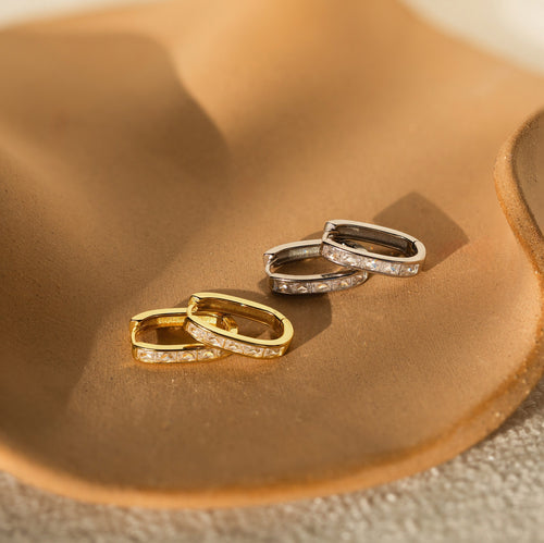 Baguette Link Hoop Earrings