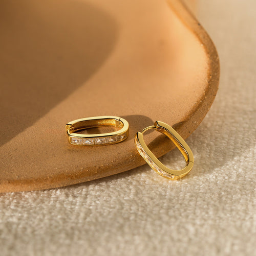 Baguette Link Hoop Earrings