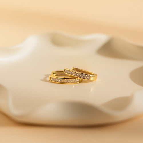 Baguette Link Hoop Earrings