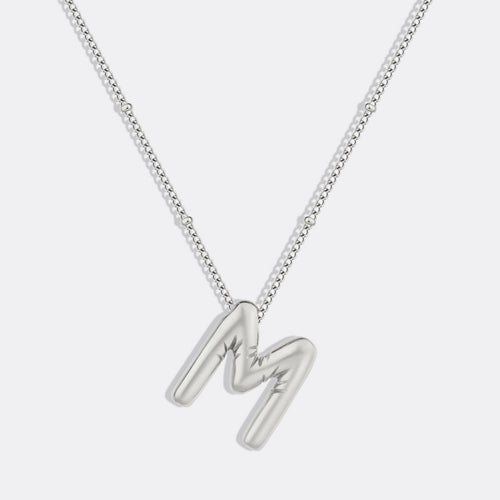 Balloon Initial Necklace with Satellite Chain