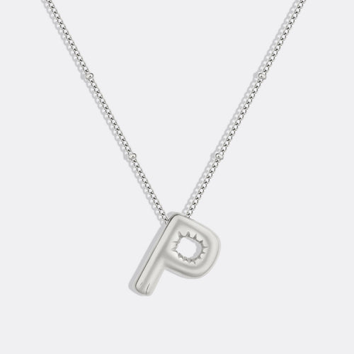 Balloon Initial Necklace with Satellite Chain