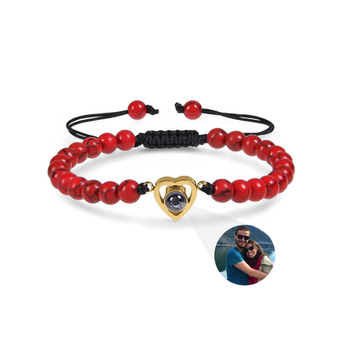 Beaded Heart Photo Bracelet