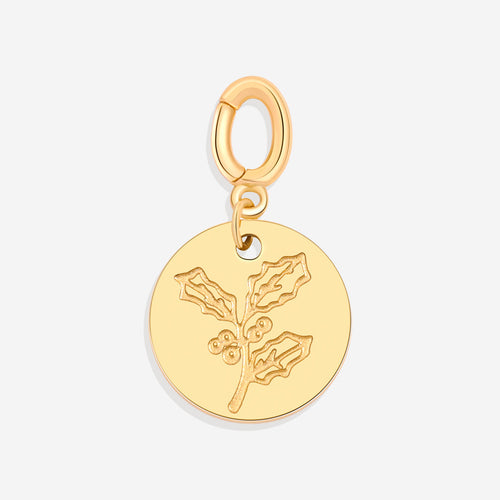 Engraved Birth Flower Disc Charm