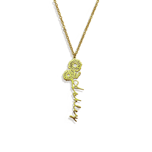 Birth Flower Name Necklace