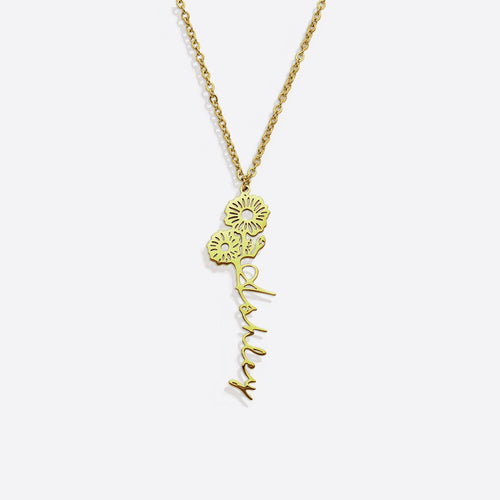 Birth Flower Name Necklace