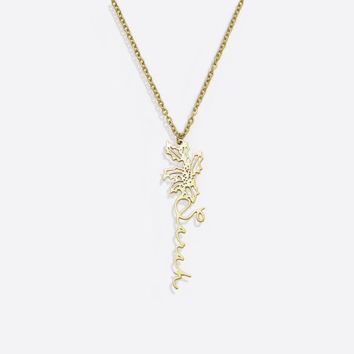Birth Flower Name Necklace