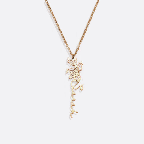 Birth Flower Name Necklace
