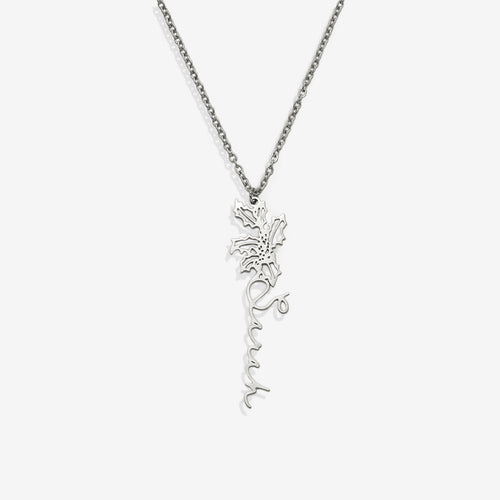 Birth Flower Name Necklace