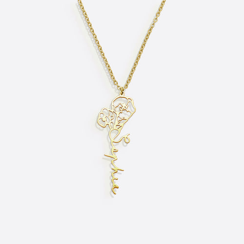 Birth Flower Name Necklace