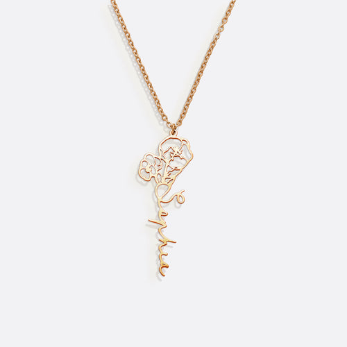 Birth Flower Name Necklace
