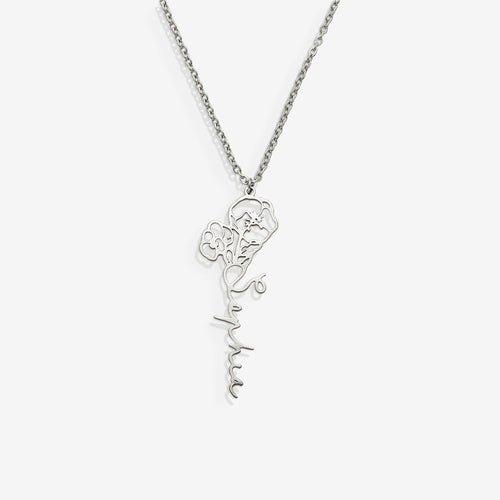 Birth Flower Name Necklace