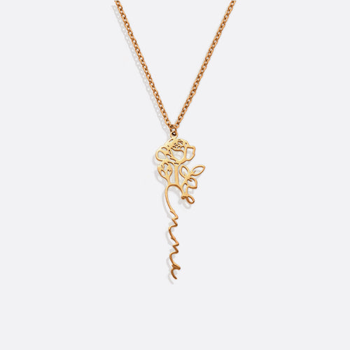 Birth Flower Name Necklace