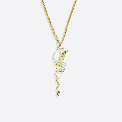 Birth Flower Name Necklace