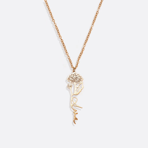 Birth Flower Name Necklace