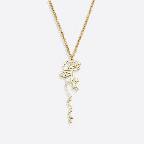 Birth Flower Name Necklace