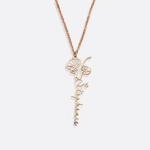 Birth Flower Name Necklace