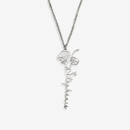 Birth Flower Name Necklace