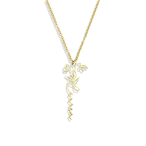 Birth Flower Name Necklace