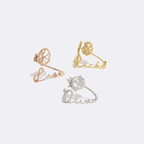 Birth Flower Name Ring