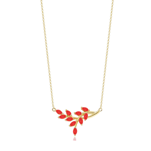 Birthstone Leaf Pendant Necklace