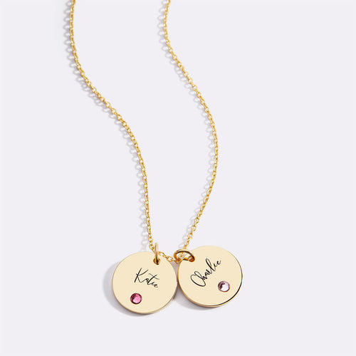 Birthstone Disc Name Necklace
