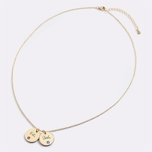 Birthstone Disc Name Necklace