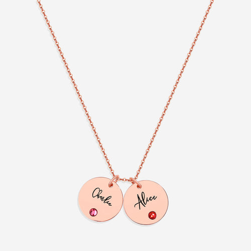 Birthstone Disc Name Necklace
