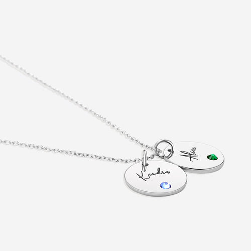 Birthstone Disc Name Necklace