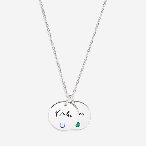 Birthstone Disc Name Necklace