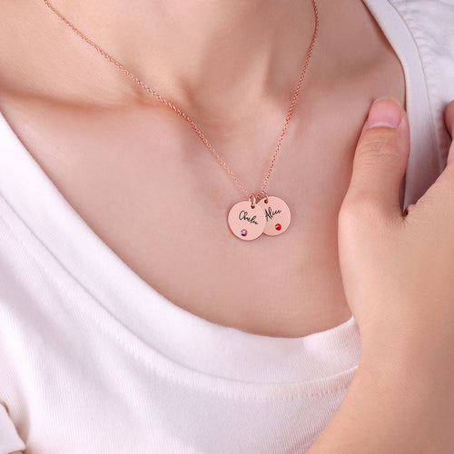 Birthstone Disc Name Necklace