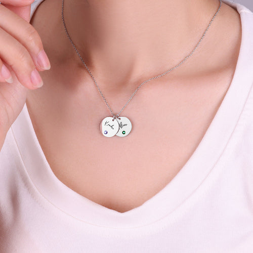 Birthstone Disc Name Necklace