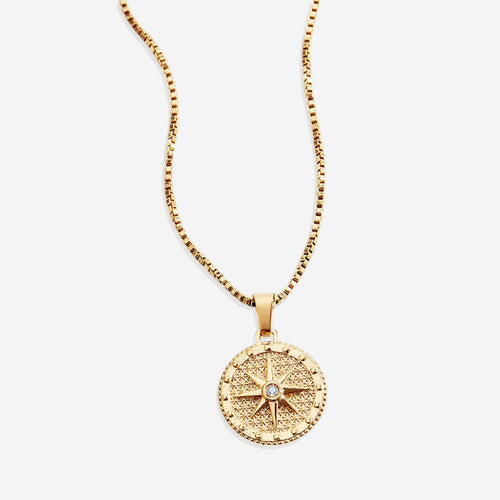 Birthstone Compass Pendant Necklace