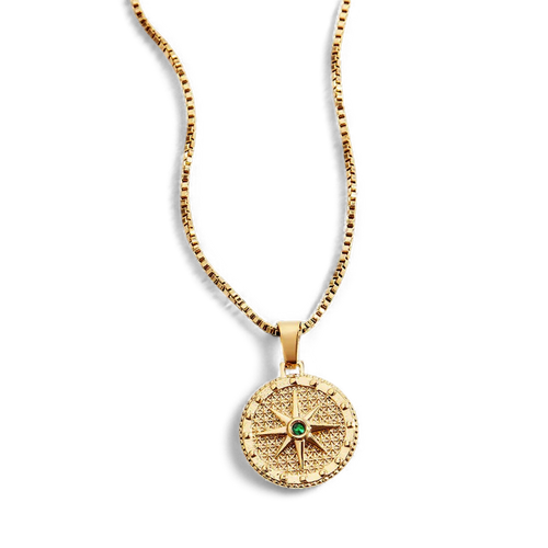 Birthstone Compass Pendant Necklace