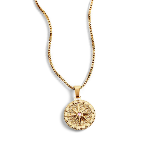 Birthstone Compass Pendant Necklace