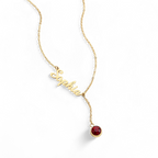 Birthstone Lariat Name Necklace