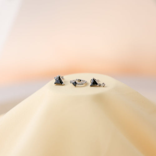 Black Art Deco Earrings Set