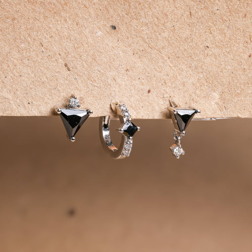 Black Art Deco Earrings Set