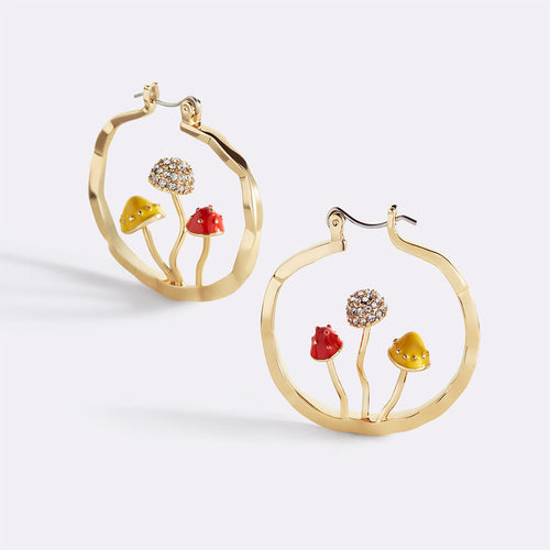 Boho Mushroom Hoop Earrings
