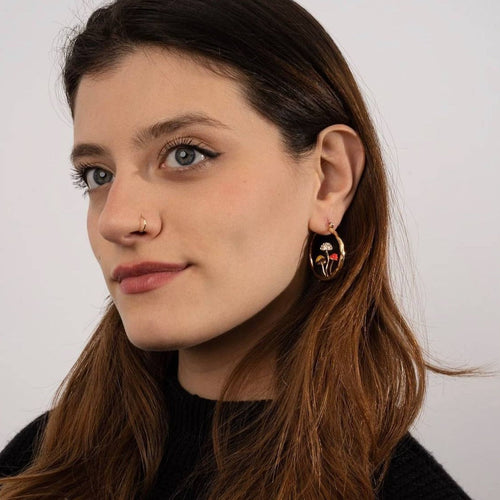 Boho Mushroom Hoop Earrings