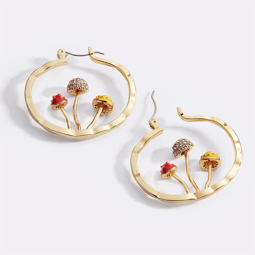 Boho Mushroom Hoop Earrings