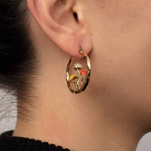 Boho Mushroom Hoop Earrings