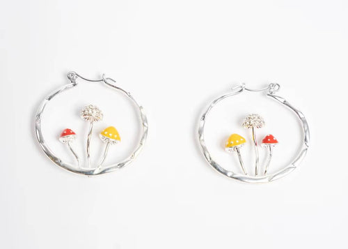 Boho Mushroom Hoop Earrings