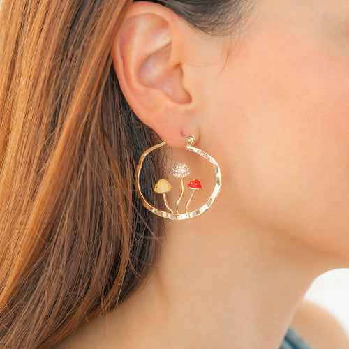 Boho Mushroom Hoop Earrings