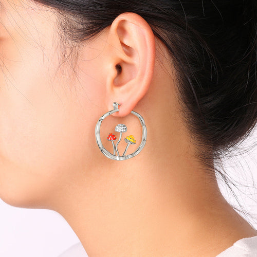 Boho Mushroom Hoop Earrings