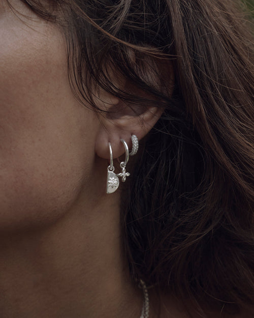 White Gold Vermeil Lotus Hoops