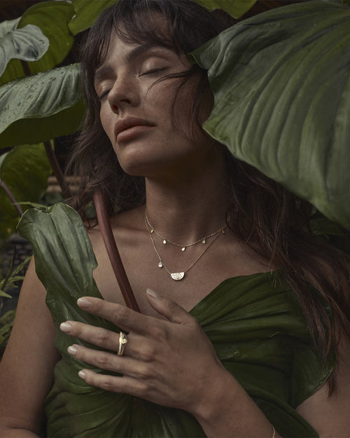 Yellow Gold Vermeil Lotus Birthstone Necklace - August - Peridot