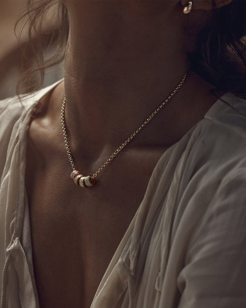 Yellow Gold Vermeil Born to Bloom Enamel Petal - Pink Clay