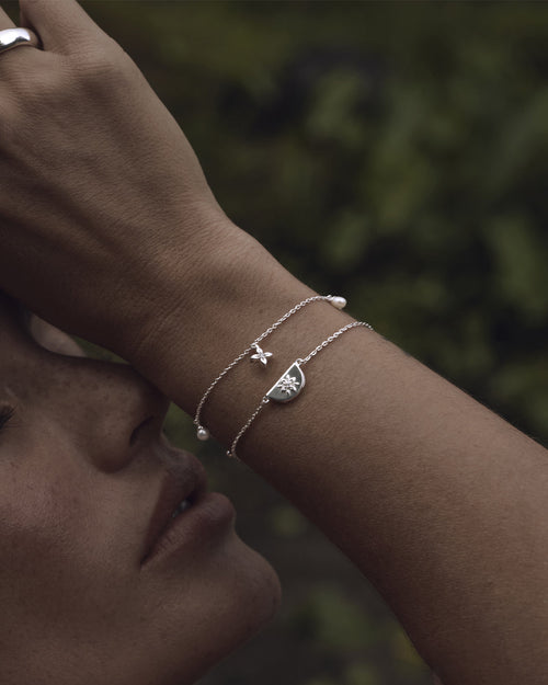 White Gold Vermeil Lotus Bracelet